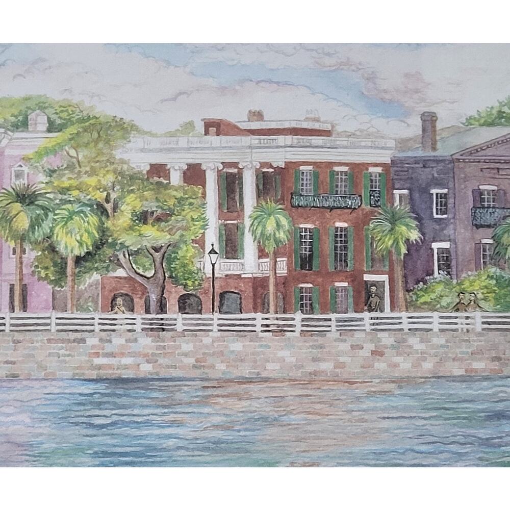 Jeanie Drucker Battery Reflections Charleston SC Framed Watercolor Print 17x11 - Picture 9 of 10